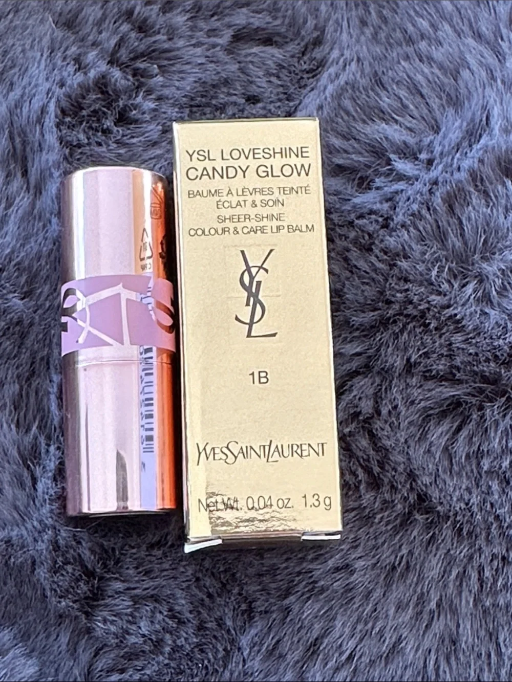 YSL Loveshine Candy Glow Lip Balm 1B Pink Sunrise Mini NIB